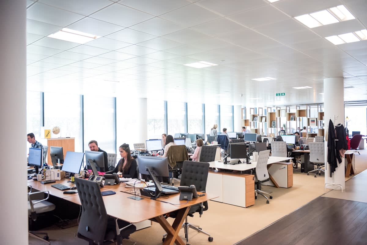 quiet professional in a busy office