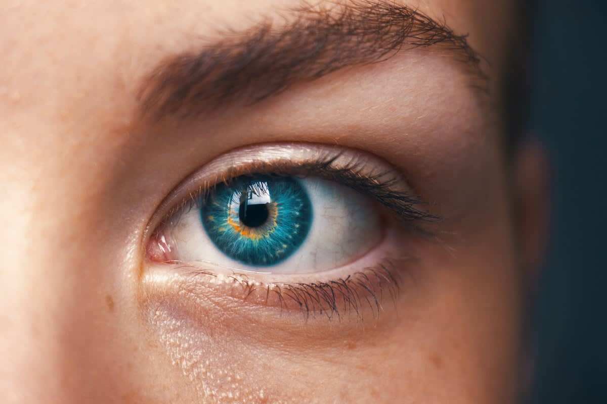Close up of an athlete's eye focusing intensely
