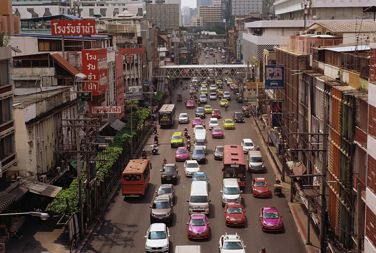 Busy Southeast Asian city street