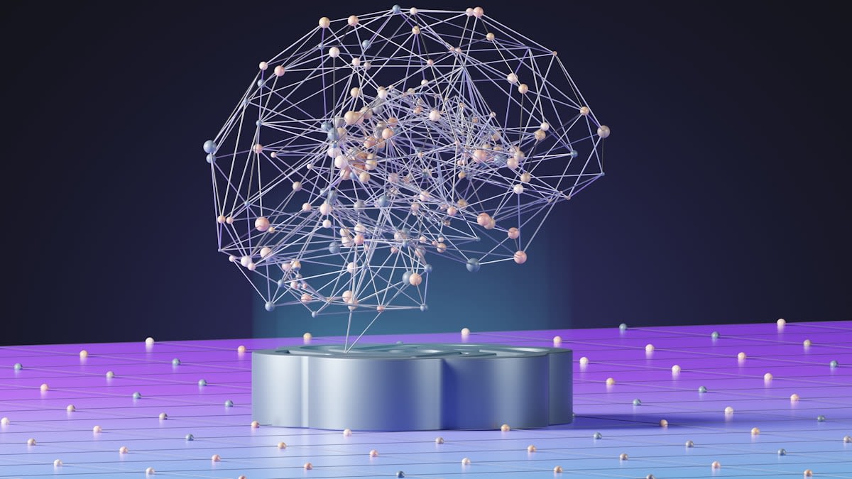Abstract representation of autonomous AI neural networks connecting dots