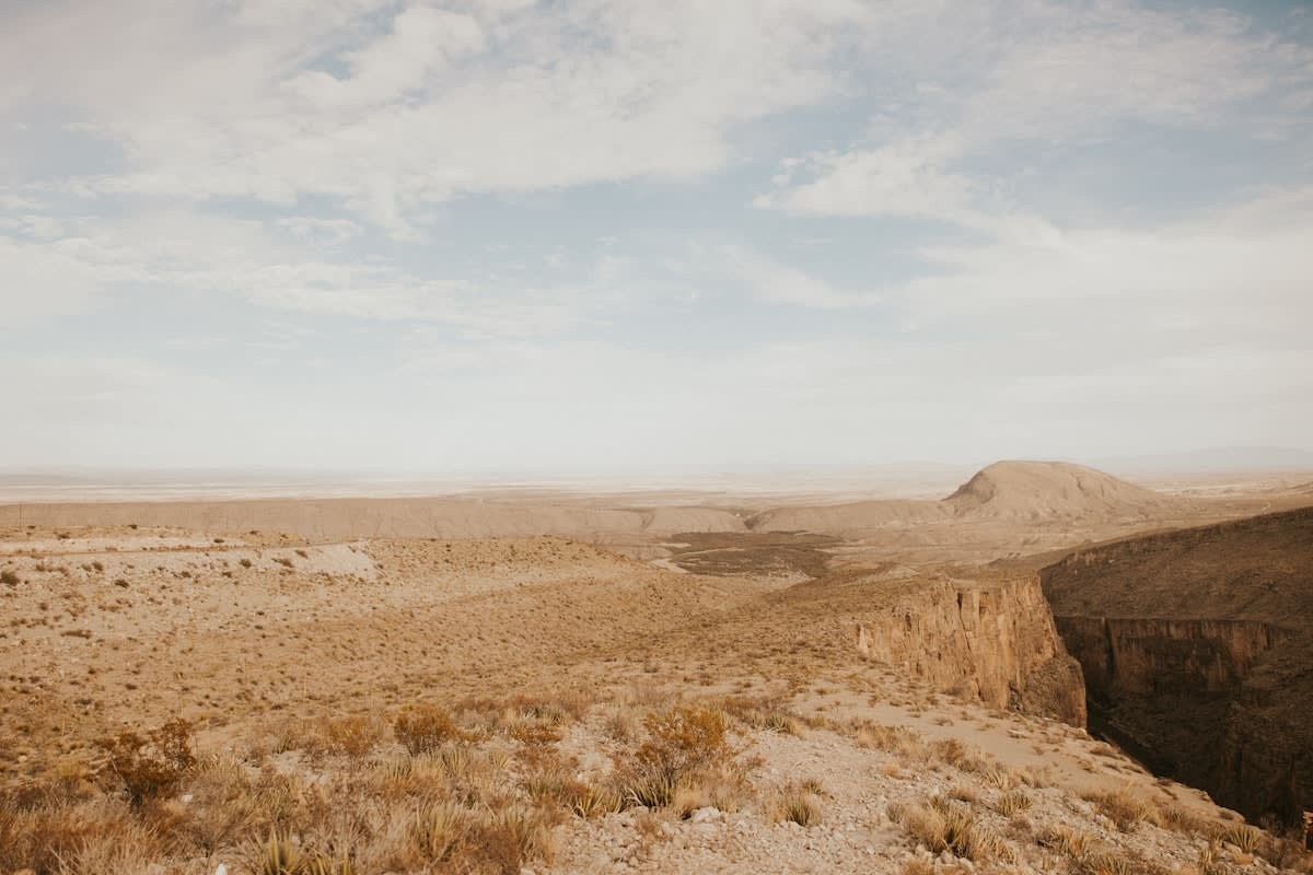 Aerial view of a desert landscape