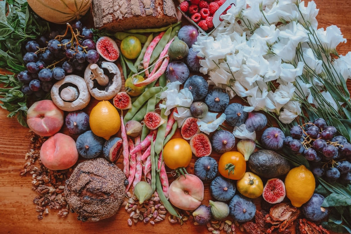 Close up of gourmet sustainable food ingredients