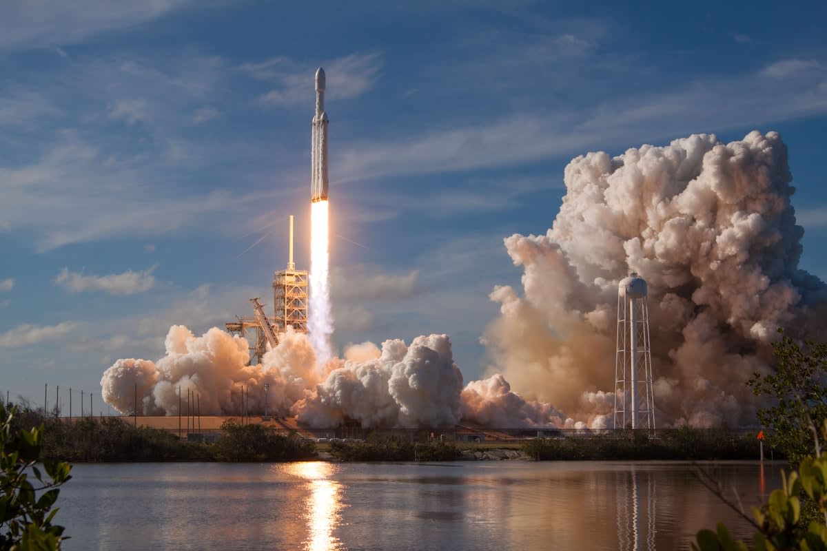 Rocket launch ascent into space