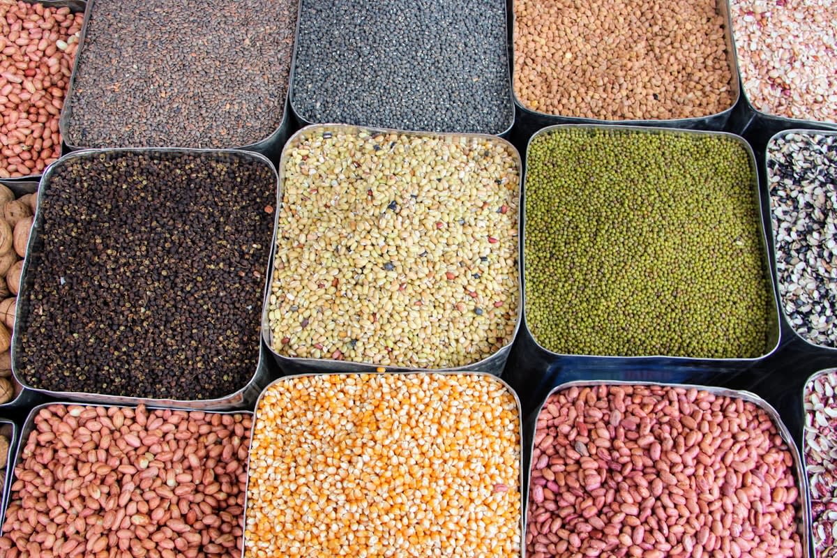 Diverse variety of global grains and legumes