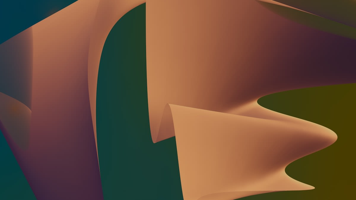 Abstract representation of two opposing forces merging into a third, new shape