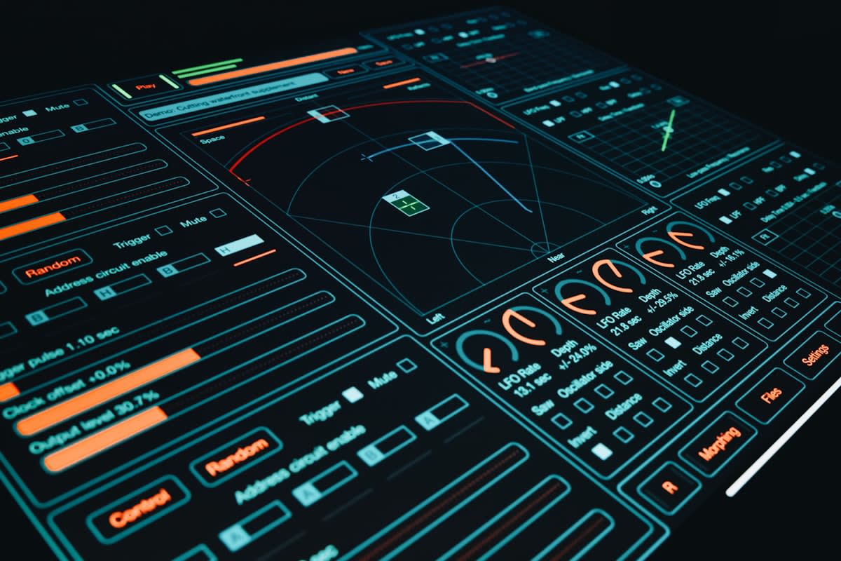 Futuristic digital interface showing interconnected nodes