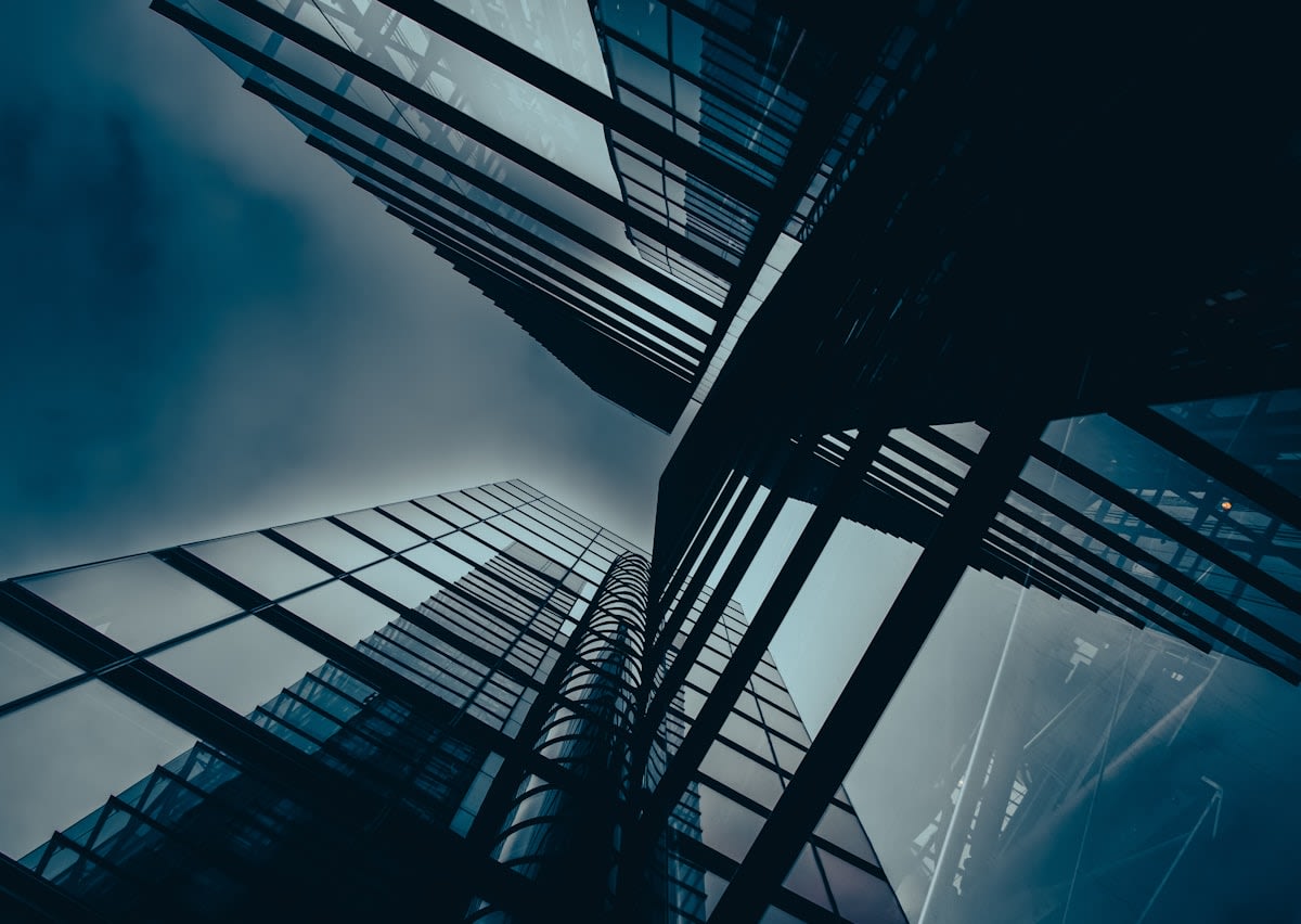 modern office building glass reflection