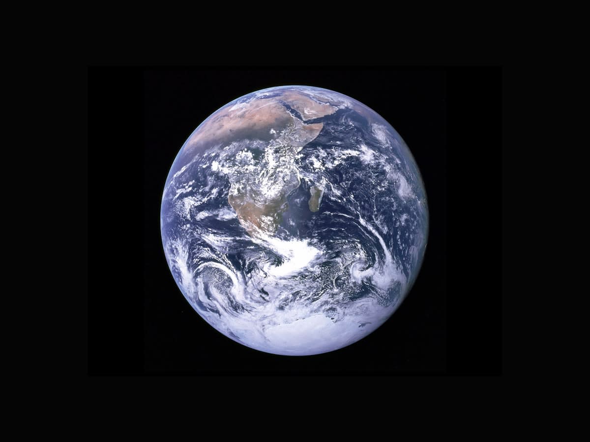Satellite view of Earth with orbital debris visualization