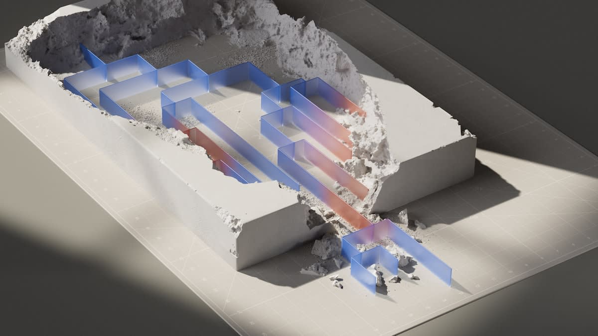 Diagram of a closed-loop geothermal system