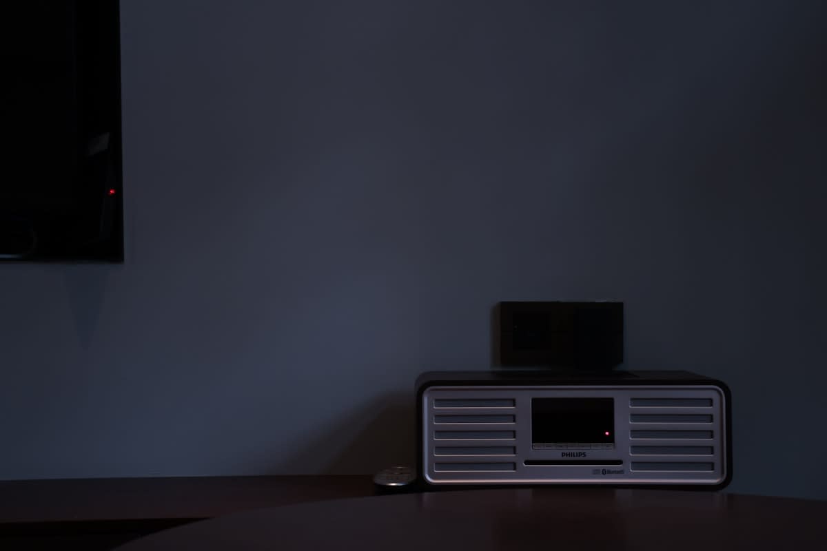 Close up of a digital clock in a dark room