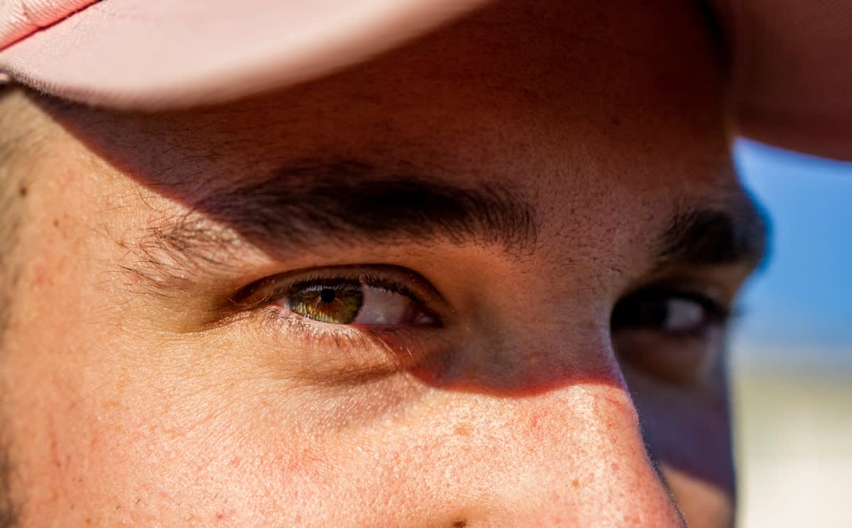 Close up of an athlete's focused eyes during a high pressure moment