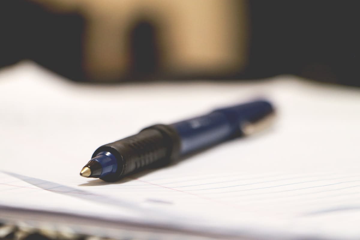 Close up of legal documents and a pen