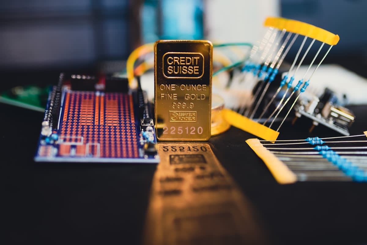 Gold bars and financial documents