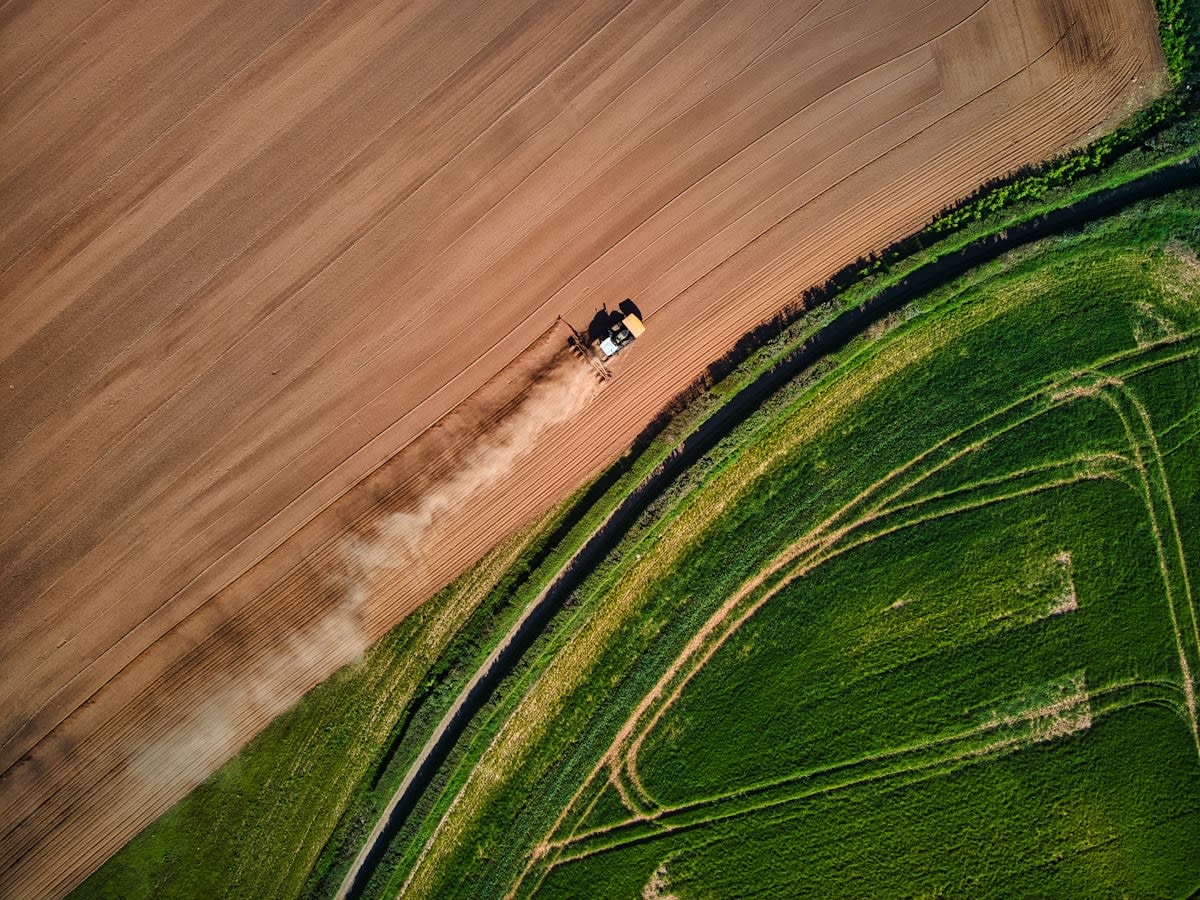 Aerial view of farmland