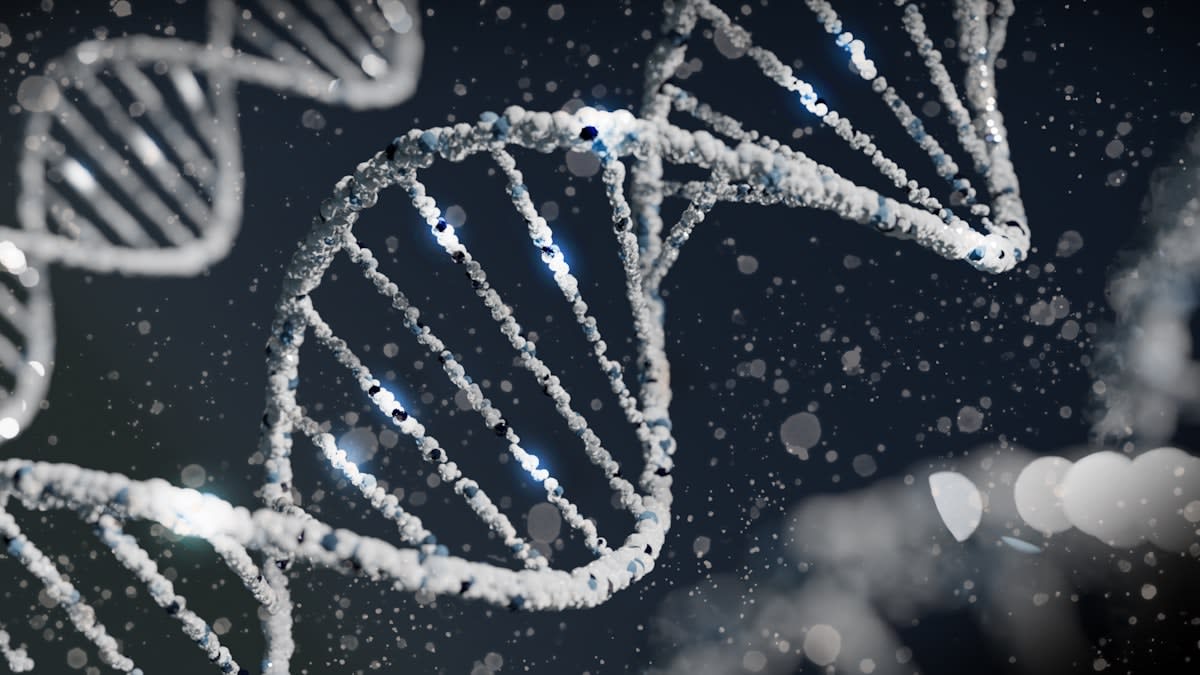 Microscopic view of CRISPR gene editing process