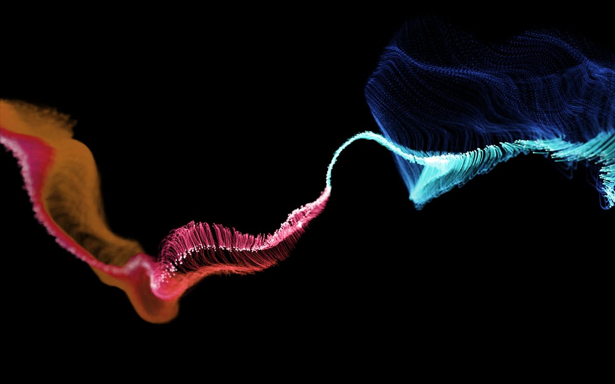 Abstract visualization of fragmented neural pathways and digital noise