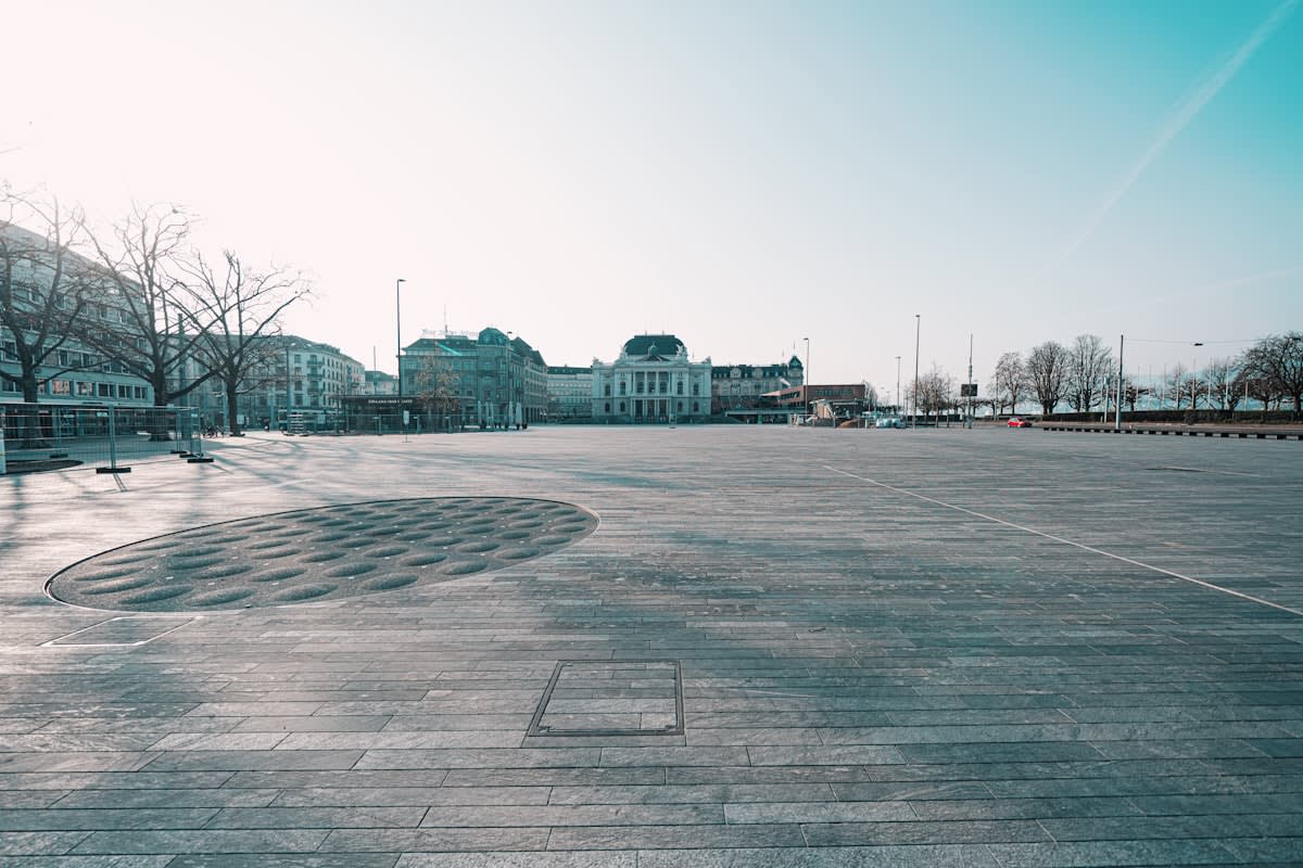 Empty modern urban plaza with minimalist architecture