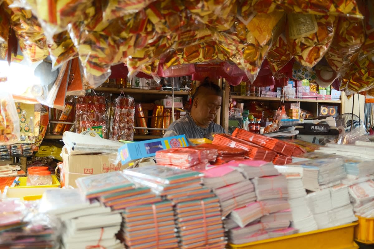 Small retail packets and sachets in a street market