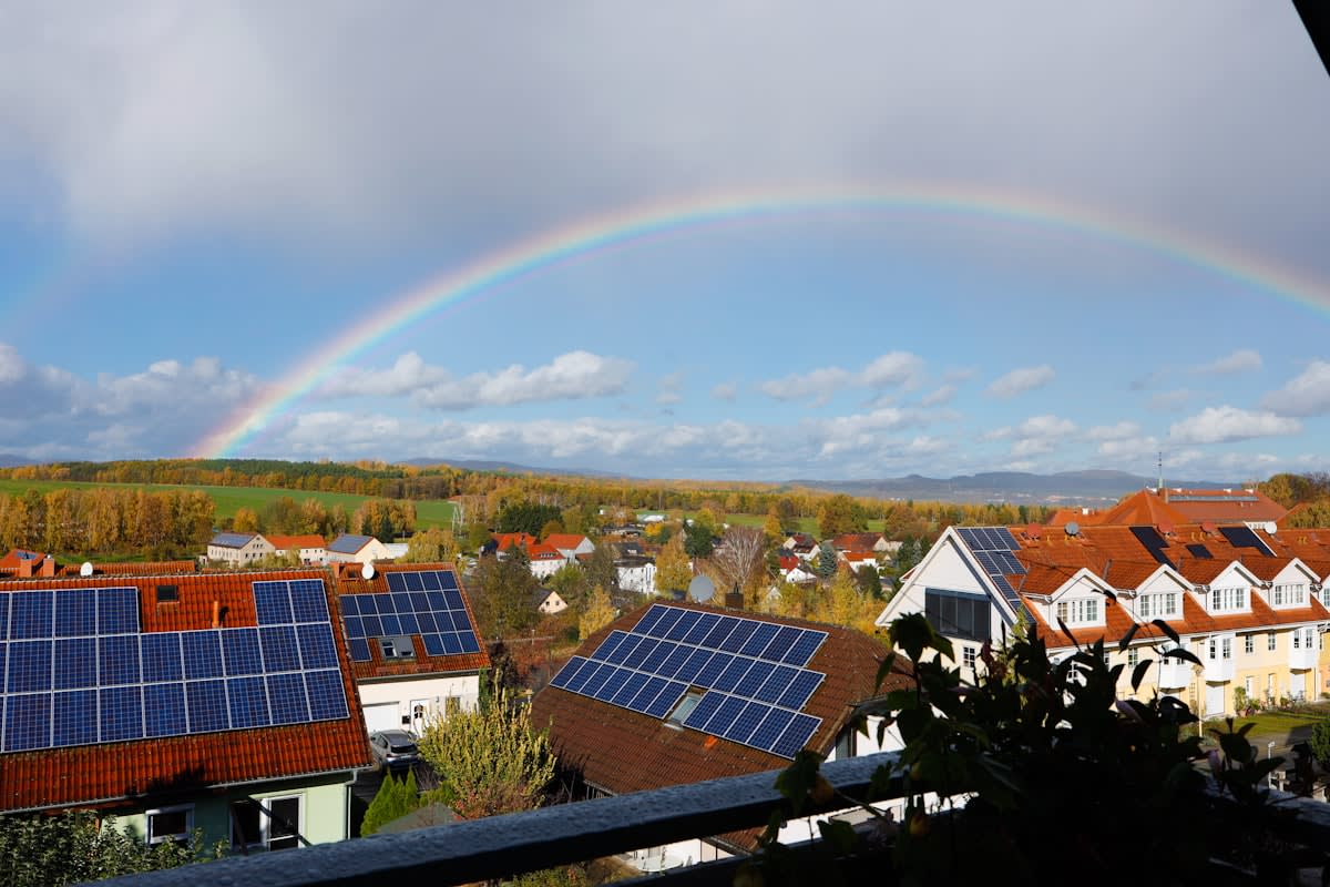 Solar panels in a rural village