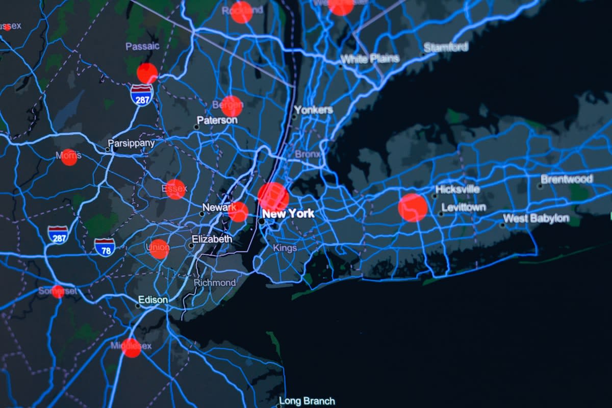 A map showing a web of interconnected local shops in a city