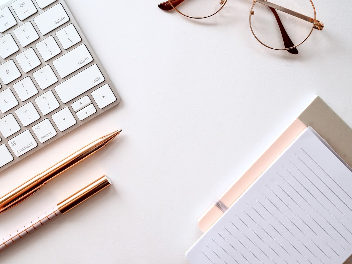 organized desk with a simple checklist