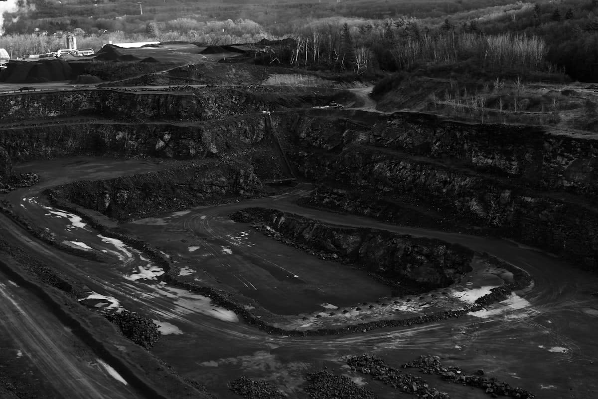 Open pit mine aerial view