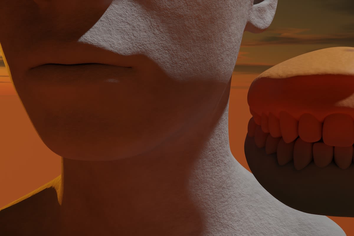Close up of human neck and nervous system illustration