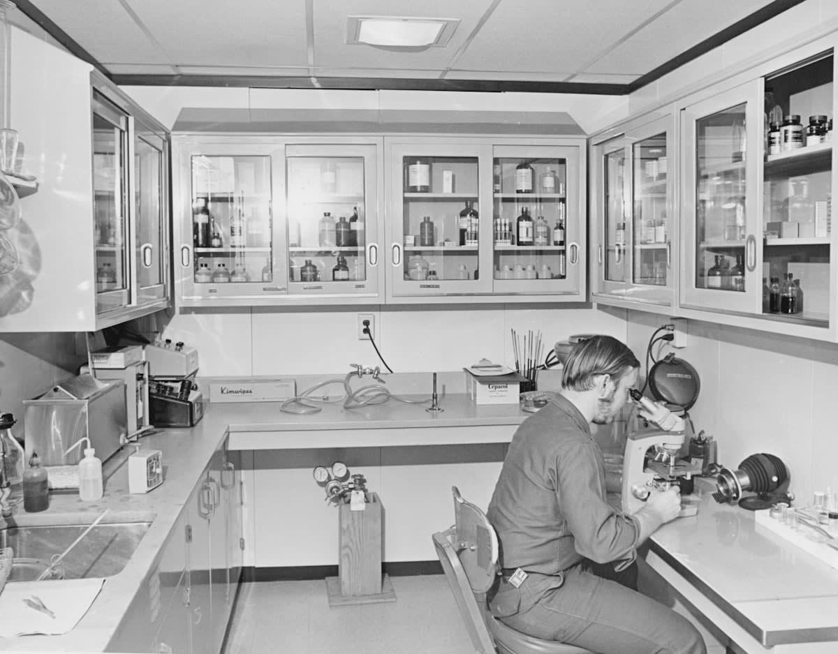 Laboratory setting with synthetic biology equipment and plant cultures