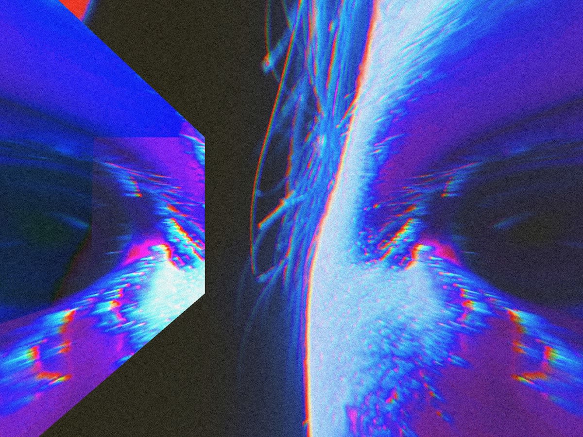 Collage of digital glitches and distorted human faces