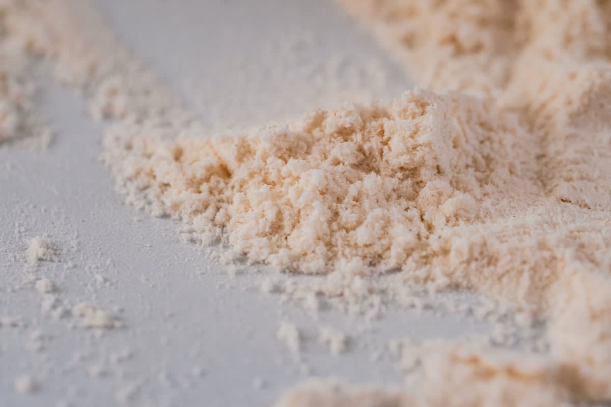 Close up of a meal separated into fiber, protein, and starch sections