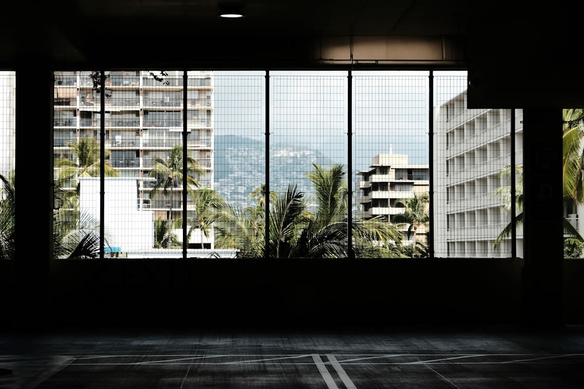 Modern coworking space in a tropical city