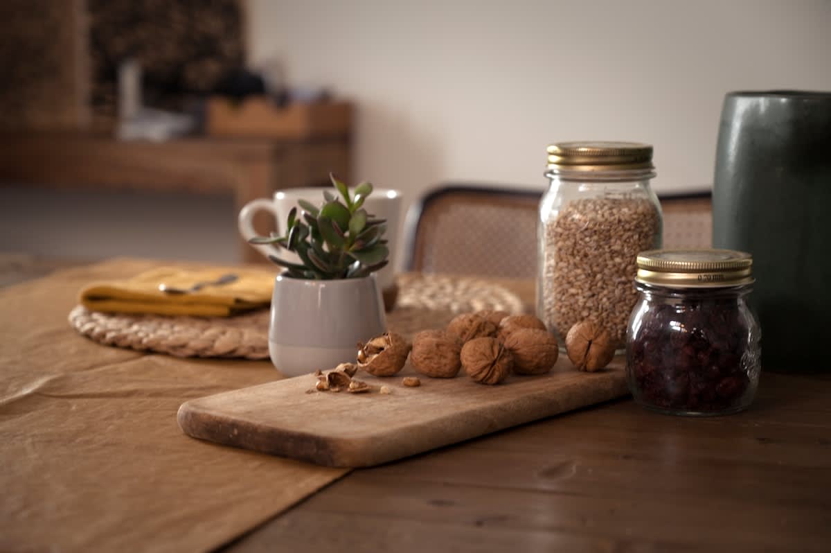 healthy fats and electrolytes on a kitchen table