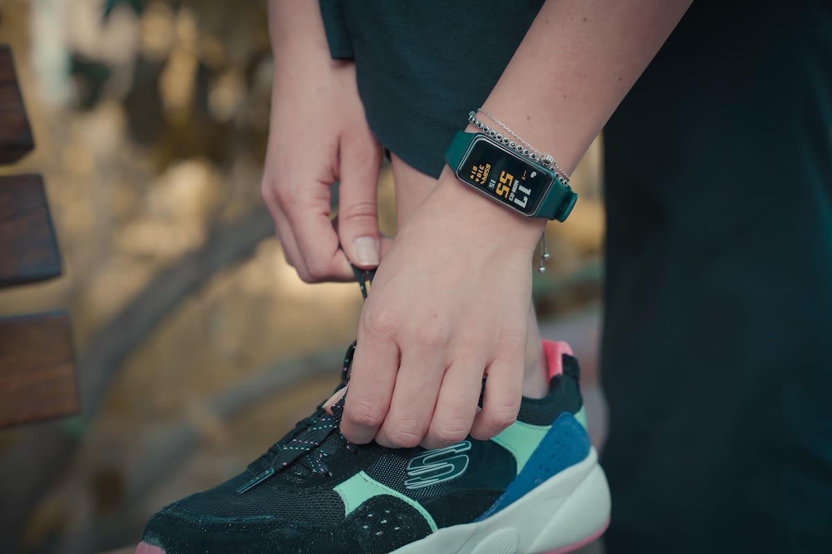 Person exercising with a heart rate monitor