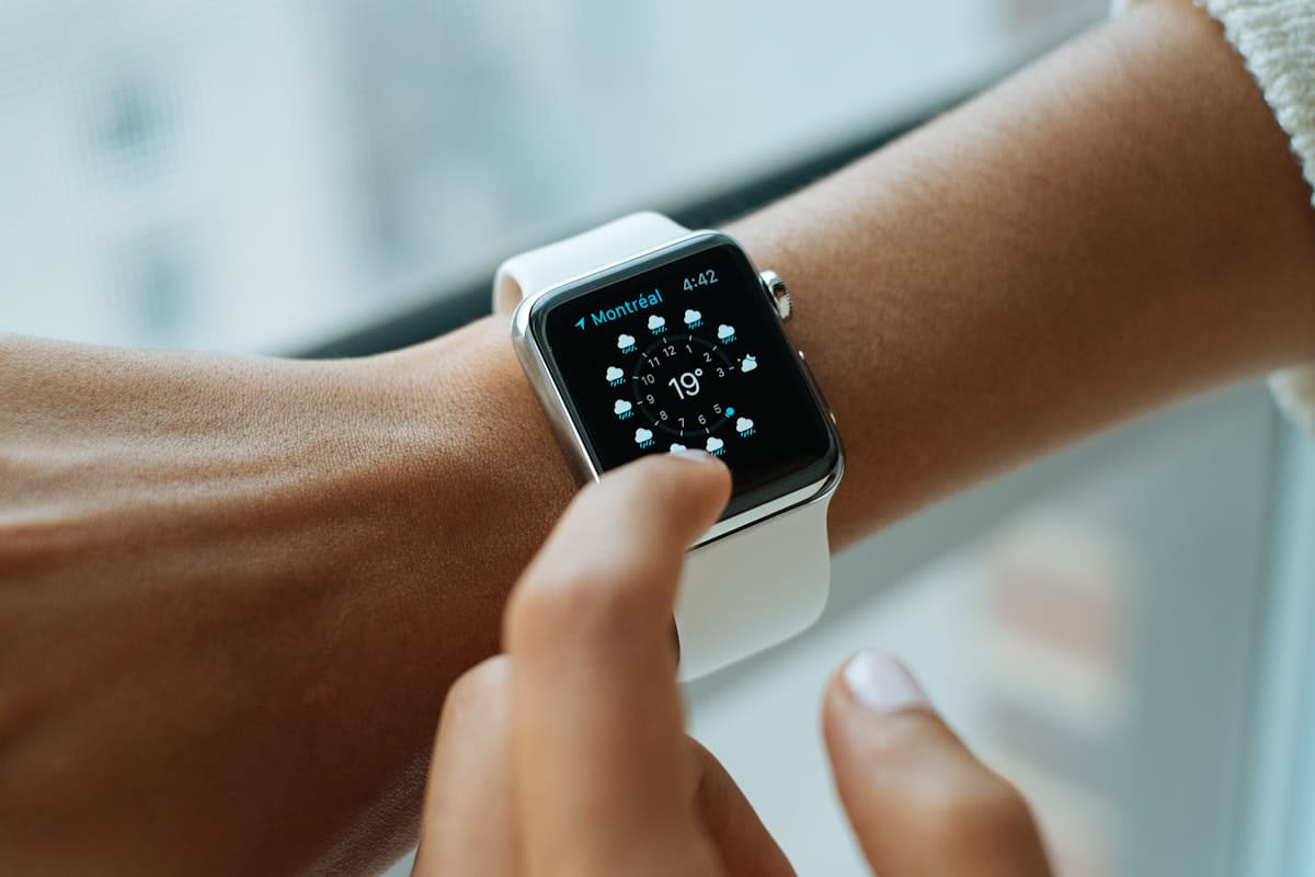Close up of a modern health wearable on a wrist