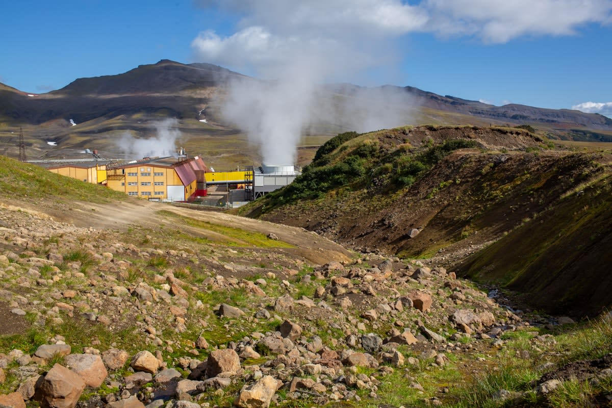 Steam rising from a geothermal plant