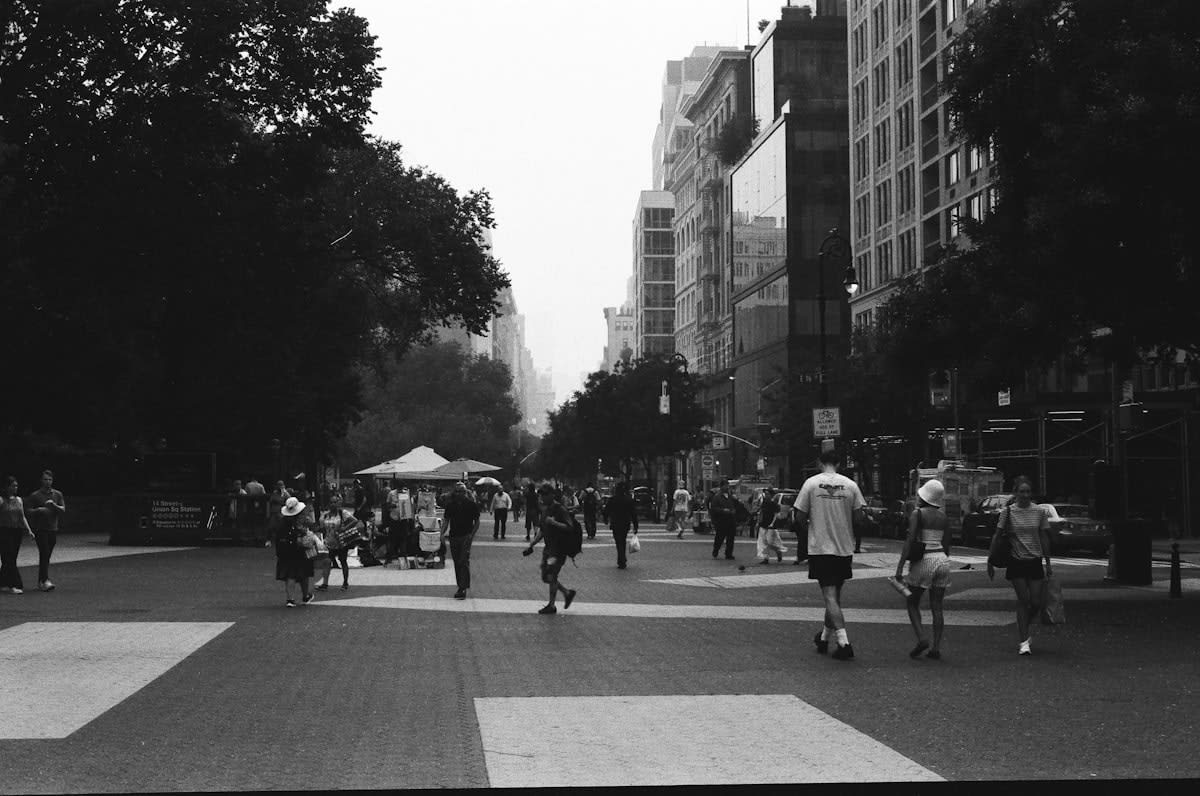A high-speed urban environment showing complexity and movement