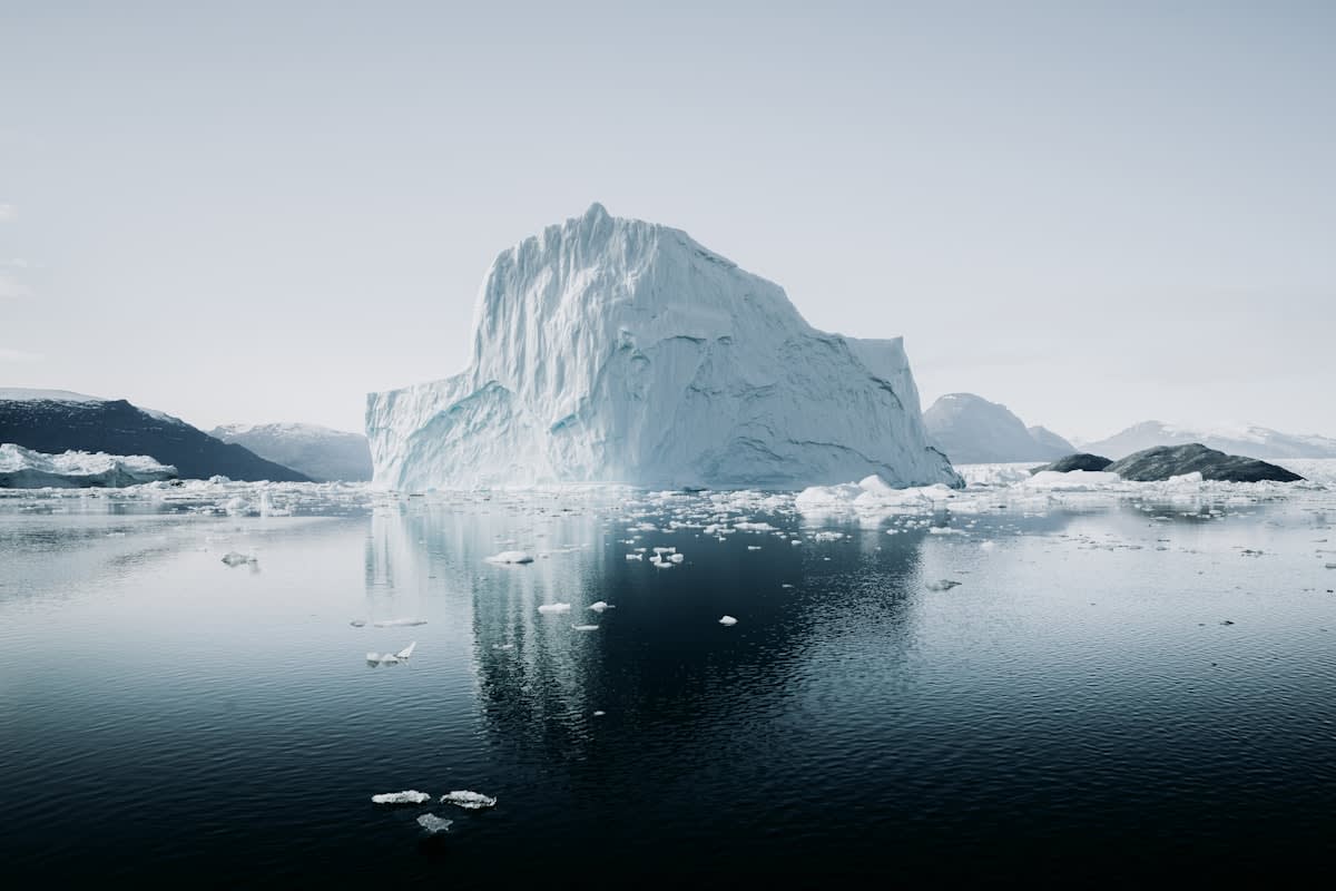Arctic waters with icebergs