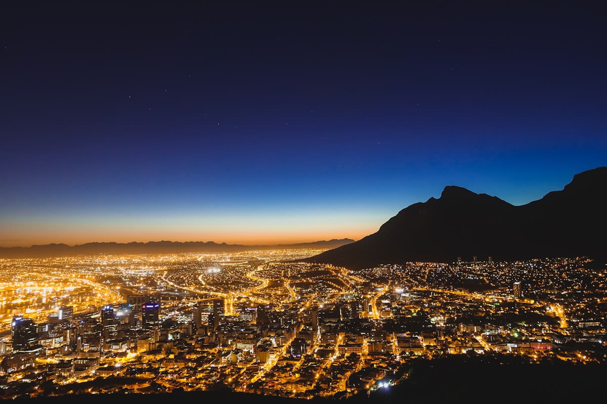 Abstract digital network connecting African cities