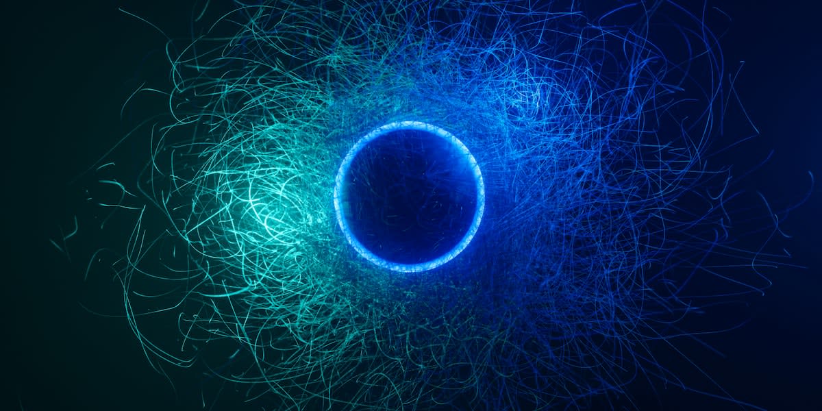 Abstract representation of quantum computing and data encryption