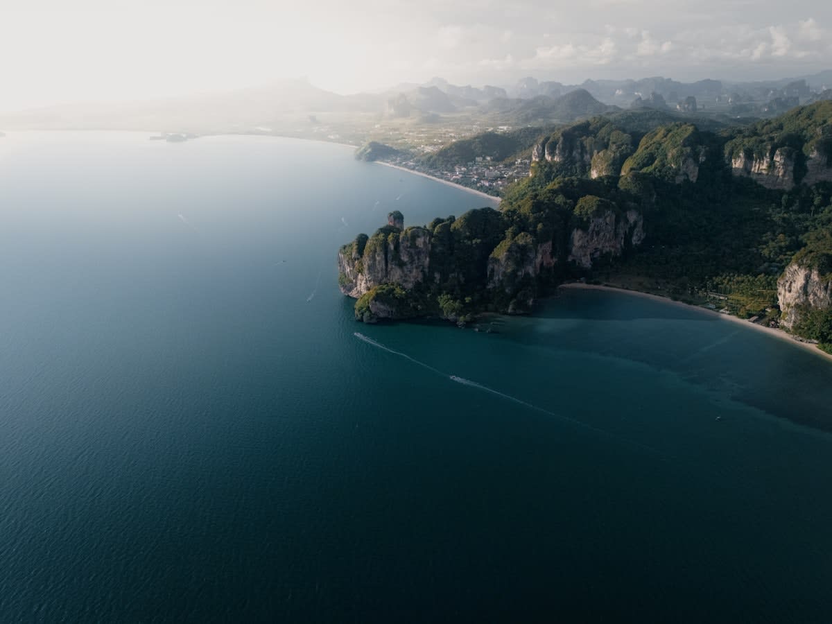 Aerial view of Phuket coastlines and boutique resorts