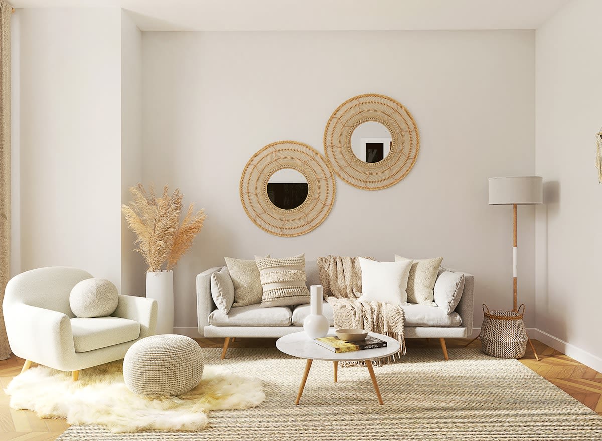 Minimalist living room with balanced furniture