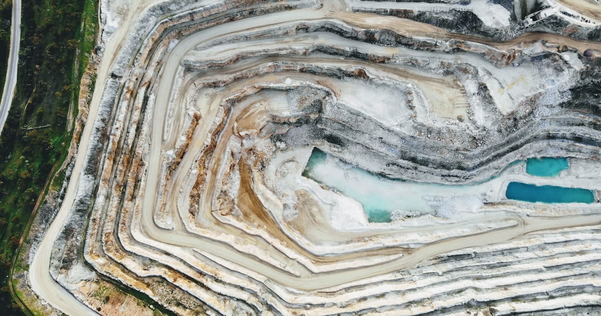 Open pit lithium mine landscape