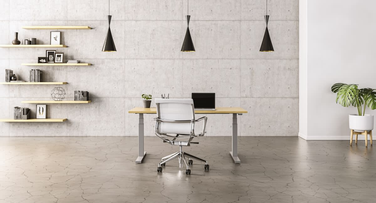 Minimalist acoustic wall panels in a modern office