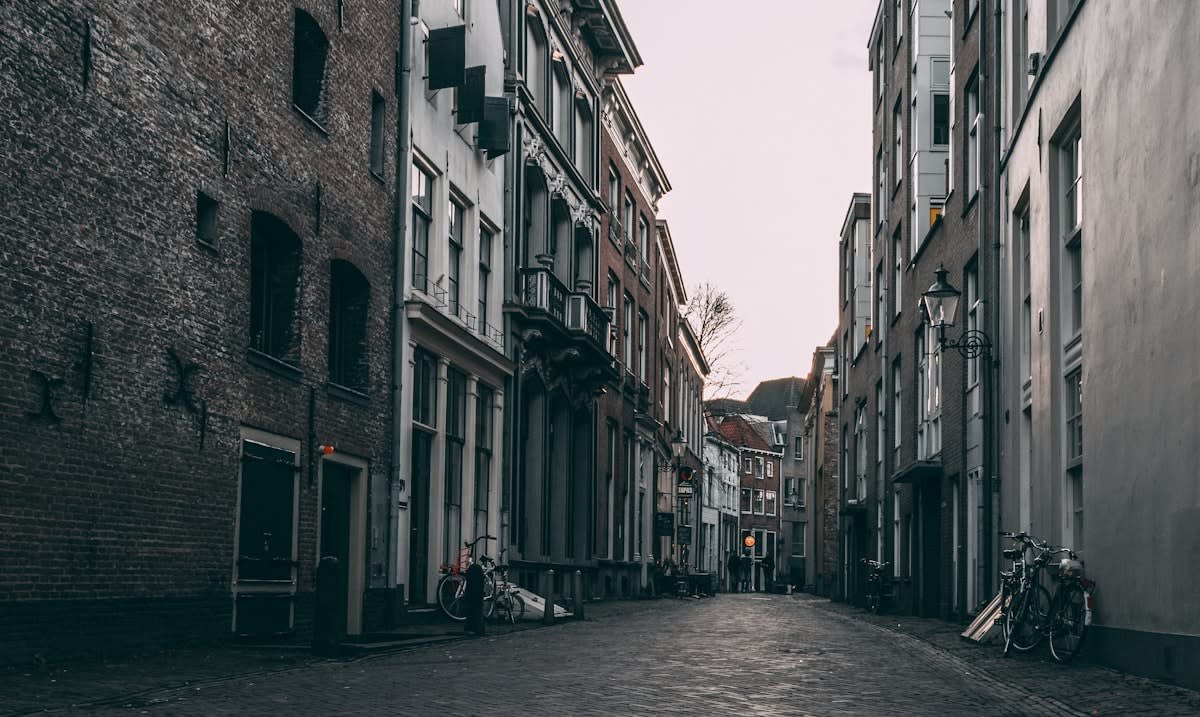 Empty narrow street in an old city