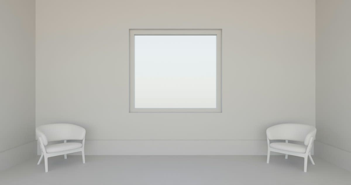 Minimalist interior with two empty chairs