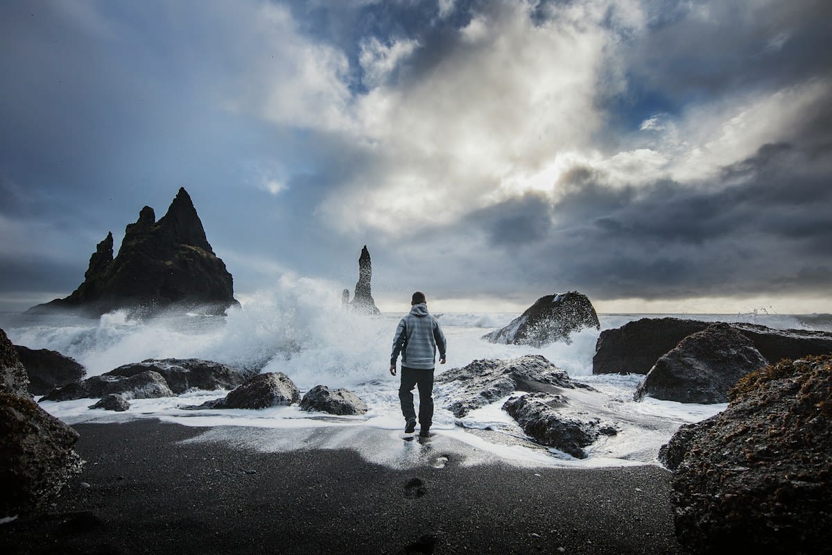 Climber in storm