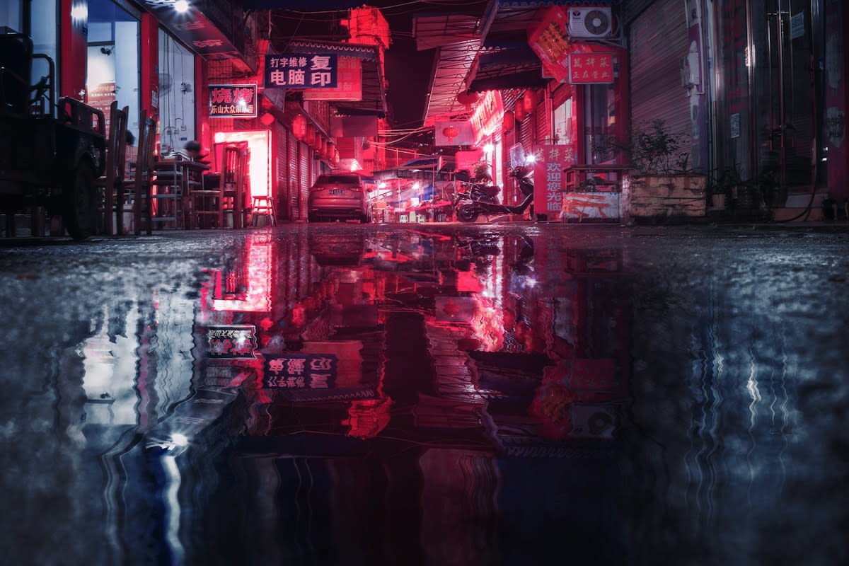 cyberpunk city street night