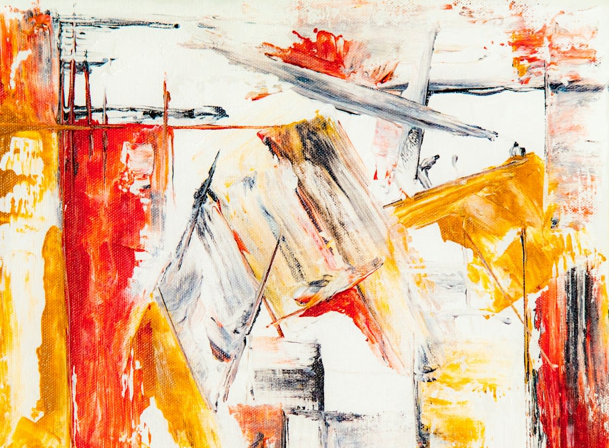 Abstract expressionist painting with heavy impasto
