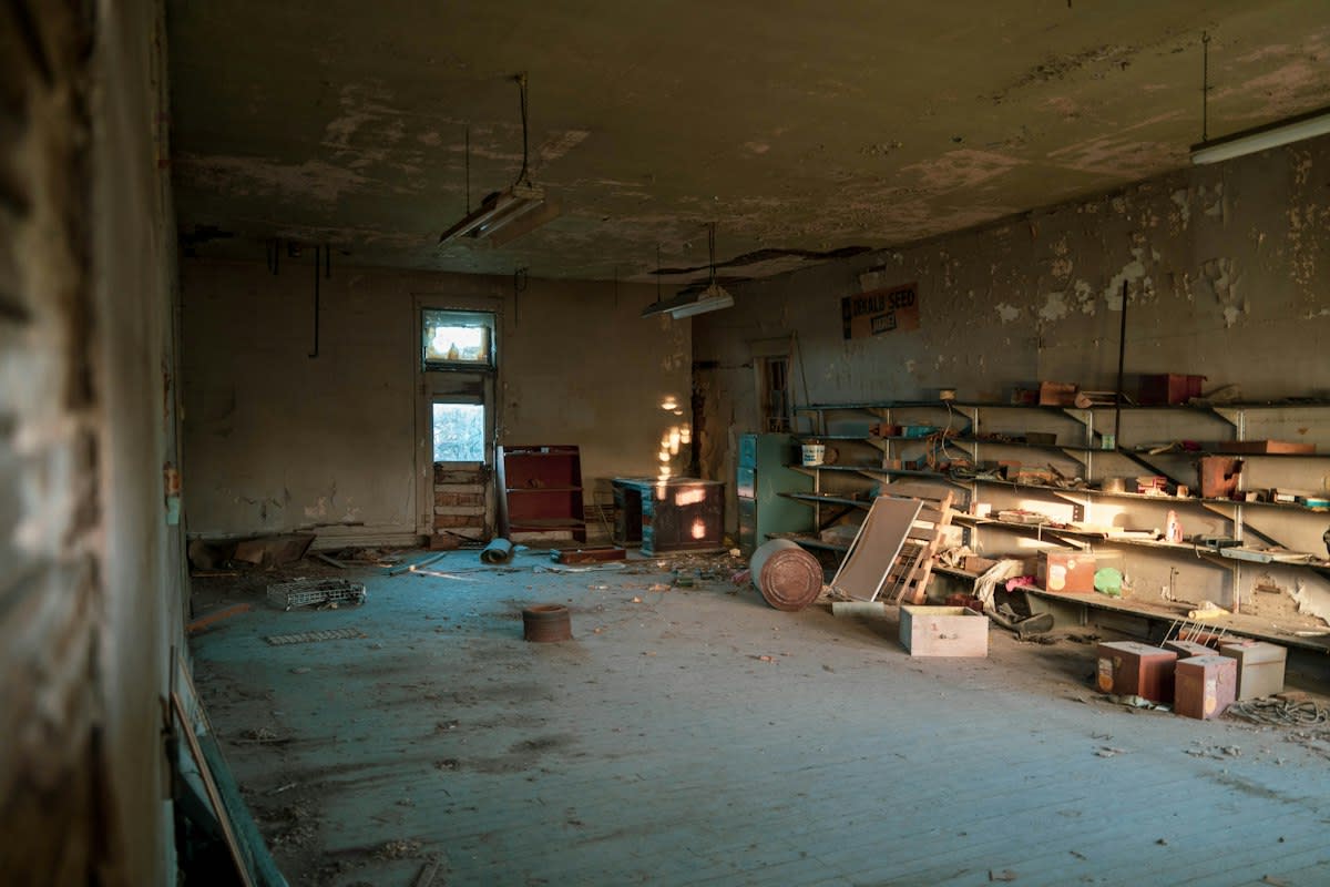 Old computer hardware in a dusty room