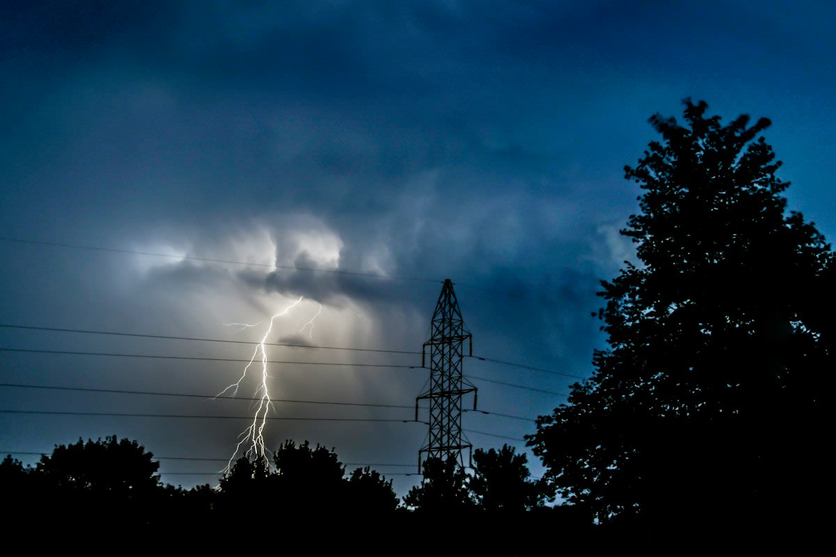 Power lines in a storm